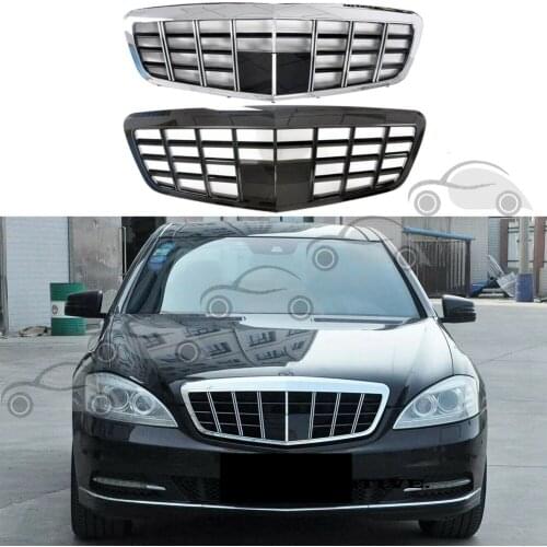 Car Front Racing Grill Facelift Upper Grille Bumper Cover For Mercedes-Benz S-Class 2009 2010 2011 For BRABUS Style