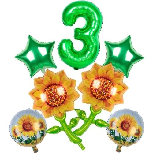 Large Sunflower Aluminum Foil Balloons 32inch Number balls 18inch Plant Globos Birthday Party Decorations Kids Toys Baby Shower