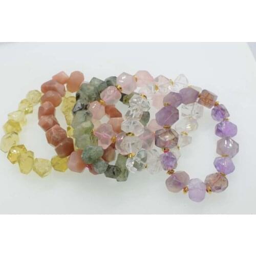 Ametrine/prehnite/Rose quartz /lemon white crystal/ sunstone faceted 13*18mm bracelet 7.5inch wholesale beads FPPJ nature