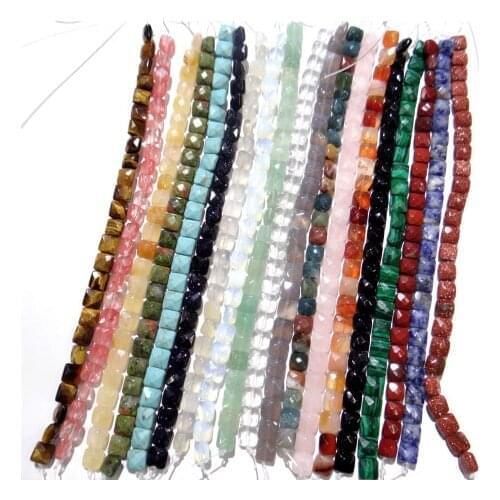 8*8mm Natural stone Quartz crystal Turquoises Opal tiger eye spacer beads for Diy Jewelry Making Bracelet Necklace Accessories