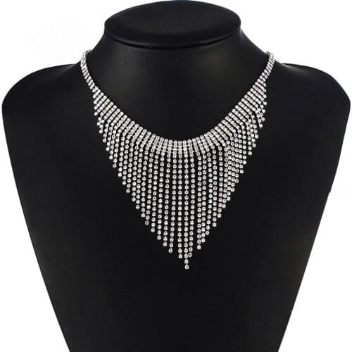 TREAZY New Trend Full Rhinestone Tasses Choker Necklaces for Women Clavicle Chain Necklace 2021 Statement Jewelry Femme Collier