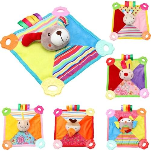 Baby Soothe Appease Towel New Born Infant Soft Blanket Cartoon Animal Handbells Rattles Doll Plush Teether Toy Pacify Towel