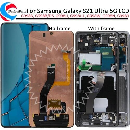 6.8'' AMOLED For Samsung Galaxy S21 Ultra 5G lcd display touch panel screen digitizer Assembly for S21 ultraG998W LCD with frame