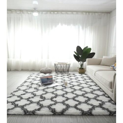 Long Large Rectangle Plush Carpet Rugs Bedroom Bedside Sofa Table Floor Carpet Mats Living Room Home Decoration Non-slip Carpet