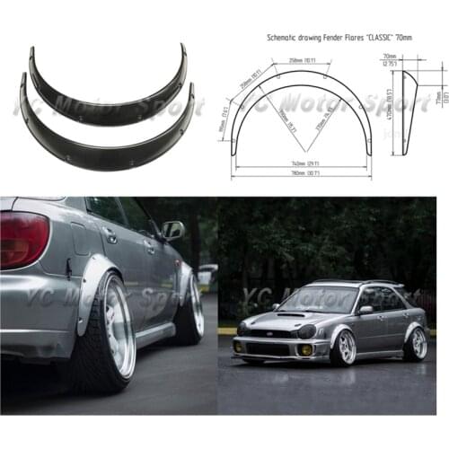 Flexible ABS Plastic Polyurethane Black Glossy Wide Fender Flare Wheel Arch 2.75 inch (70mm) 2pcs Fit For Universal JDM Model