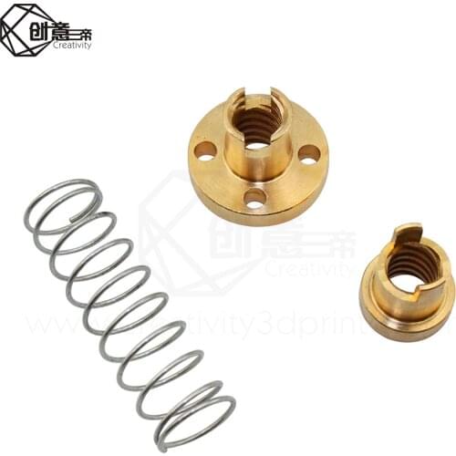 Creativity 1pc T8 Anti Backlash Spring Loaded Nut Elimination Gap Nut for 8mm Threaded Rod Lead Screws DIY CNC 3D Printer Parts