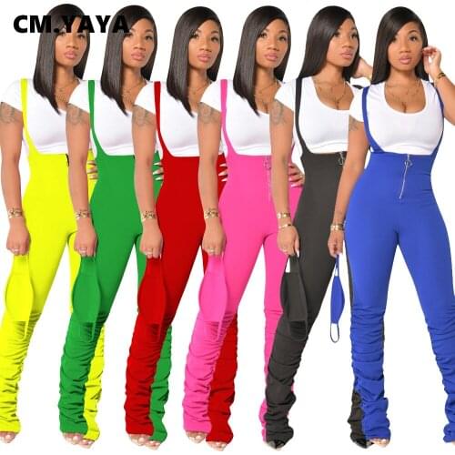 CM.YAYA Streetwear Women Stacked Pants Leggings High Waist Flare Bell Bottom Rompers Trousers Draped Jogger Sweatpants