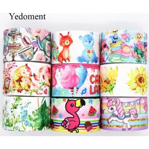 10 Yards Flowers/Cake Printed Grosgrain Ribbon 1.5" 38MM For Hair Bows DIY Crafts Handmade Accessories M19060101
