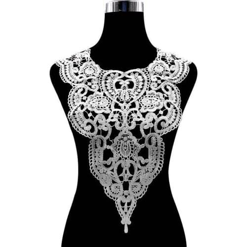 Hot Sale White Lace Collar Guipure Floral Dress Fabric Trim DIY Embroidery Lace Neckline Sewing Applique Trim Clothing Accessory