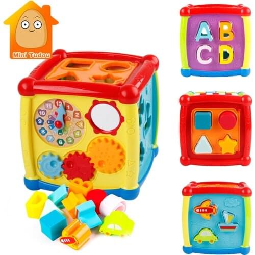 Multifunctional Musical Toys Toddler Baby Box Music Electronic Toys Gear Clock Geometric Blocks Sorting Educational Toys