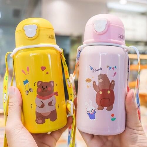 Cartoon Cute Bottle Couples Insulated Cup Straps Portable Water Bottle 304 Stainless Steel Thermos Bottle Creative Gift термос