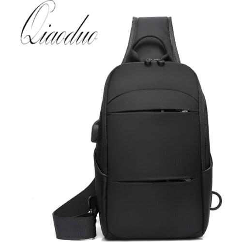 Qiaoduo 2021 Mens Shoulder Bag Waterproof USB Charging Crossbosy Bag Multifunction Shoulder Bags Casual Short Trip Travel Pack