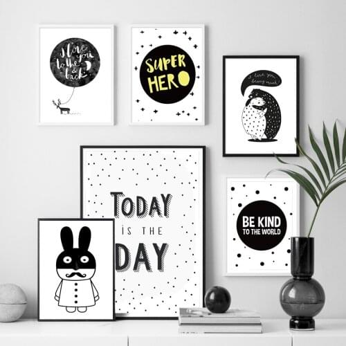 Baby Nursery Wall Art Canvas Poster Print Cartoon Rabbit Bear Deer Painting Nordic Kids Decoration Picture Children Bedroom