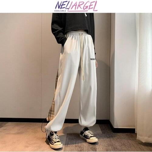 NELLARGEL Women Patchwork Vintage Y2k Baggy Pants 2021 Female Korean Fashion Japanese Streetwear Sweatpants Girl Hip Hop Joggers