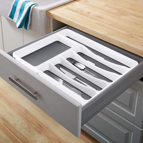 NEW 6 Compartments Cutlery Tray Kitchen Drawer Organizer Spoon Knife Fork Separation Plastic Storage Box Kitchen Tableware Tray