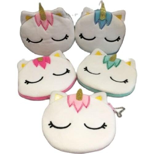 Wholesale 50pcs/lot New Animal Unicorn Plush Purse 10CM Girls Cute Toy Plush Purse