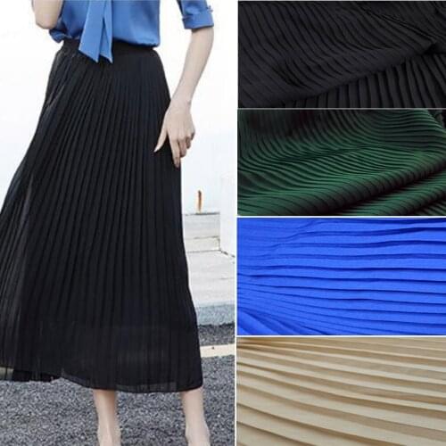 Pleated Chiffon Skirt Fabric Solid Organ Crushed Soft DIY Dress Scarf Material