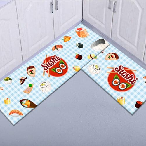 Hot yellow cartoon cute style rectangular kitchen floor mat two-piece set.kitchen mat, bathroom rug home decoration food