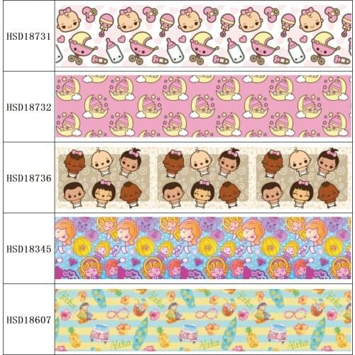 22MM 25MM 38MM 50MM 75mm Printed Pattern on Grosgrain Ribbon for diy ribbon