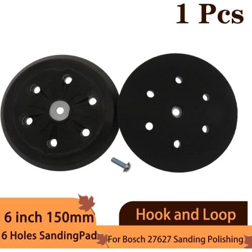 6" Inch 150mm Hook And Loop Sanding Pad Replacement Backing Plate with 6 Holes For Bosch 27627 Orbital Dual Action DA Sanders