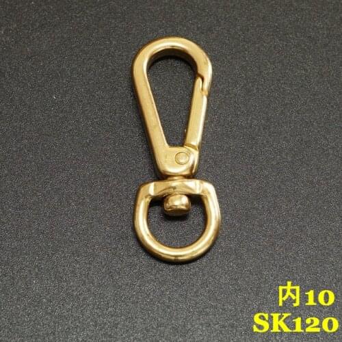 SK120) 2pc Solid Brass Spring Snap Hook Swivel Clasp Key Ring Chain Hardware