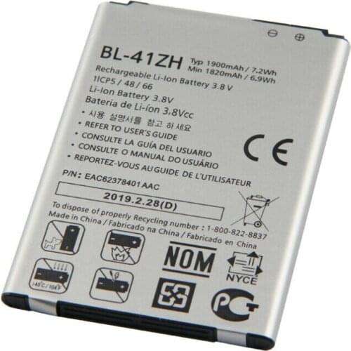 1x 1900mAh BL-41ZH Replacement Battery For LG Leon L50 C40 H340 H343 Risio H345 MS345 D213N LS665 D290 D295 TRIBUTE 2 leon h324