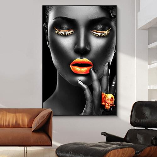 Modern Black Woman Canvas Painting Poster Print Wall Art Picture For Living Room Home Decor Frameless