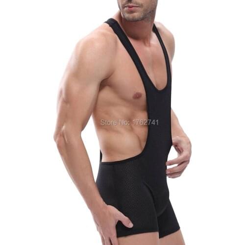 Jumpsuit Bodysuit Strong Mens Sexy Wrestling Singlet Stretch Breathable Mesh Underwear
