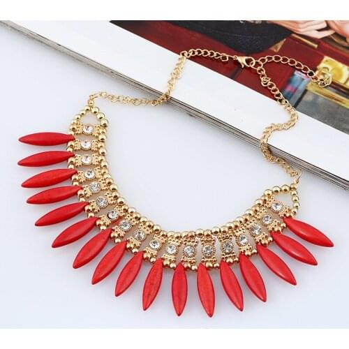 Bohemian Gold Crystal Natural Stone Pendant Necklace Women Jewelry Statement Fashion Choker Necklaces Mujer Jewelry Duftgold