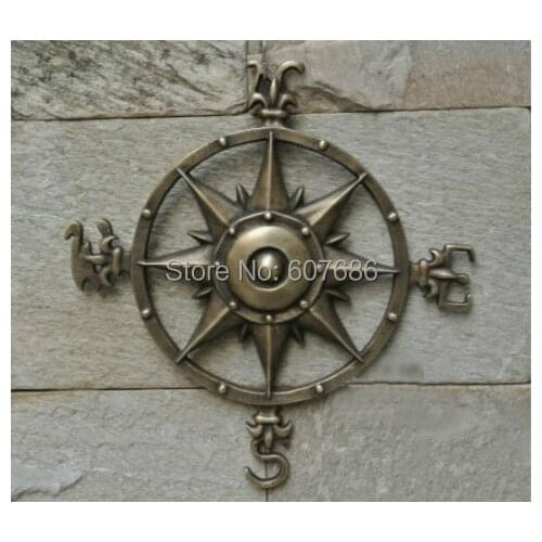 Vintage Captains Nautical Compass Bronze Wall Decoration Art Pure Copper Home Bar Club Pub Metal Crafts Vintage Marine Ornament