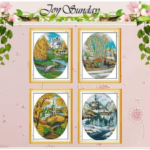 Four Seasons in Coast Patterns Counted Cross Stitch 11CT 14CT Cross Stitch Set Wholesale Cross-stitch Kits Embroidery Needlework