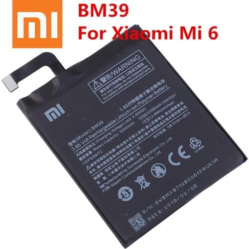Xiao Mi Original Phone Battery BM39 For Xiaomi Mi 6 Mi6 3250mAh High Capacity Replacement Battery Free Tools Retail Package