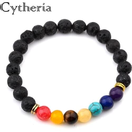 Beads Matt Lava Imperial Bracelets Women bead chain lucky Rock Stone Bead Buddha Skull Hamsa Hand charm Elastic Thread bracelet