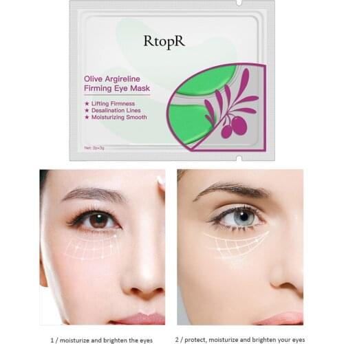 1 Pair 2 Packs Olive Collagen Eye Mask Firming Anti Aging Eye Bag Dark Circles Puffiness Remover Face Skin Care