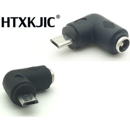 1pcs 5.5 x 2.1 mm Female to Micro USB Male 5 Pin DC Power Plug 90 Degrees Connector Adapter for V8 Android