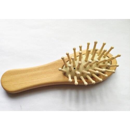 1PCS Wood Mini Size Handle Air Bag Brush Pocket Beard Comb Wooden Comb Engrave Logo