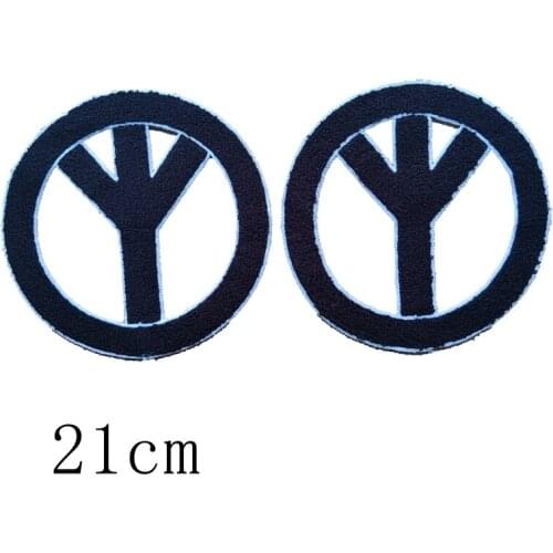 2020 New Arrival Black Round Chenille Peace Sign Patch Badge for Jacket Clothes Sew On Embroidery Appliques 2 pieces