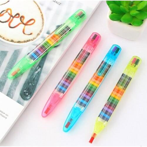 2pcs Cute 20 Color Painting Graffiti Pen Oil Pastel Highlighter Pen Drawing Kawaii Stationery School Supplies Office Organizer