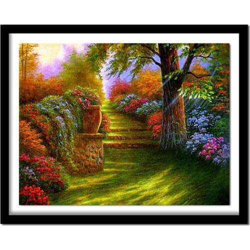 5D Diy Diamond Embroidery Forest in Sunshine Oil Painting Colored Gift Box Packing Round Crystal Diamond Moasic Home Decor 70115