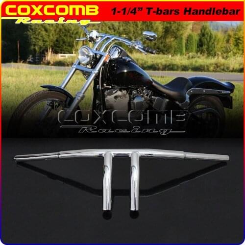 8in. Rise T-Bars Motorcycle Cafe Racer Chrome 1 1/4" Handlebar 6.5" Backward 32mm Drag Handle T Bar for Harley Softail Sportster