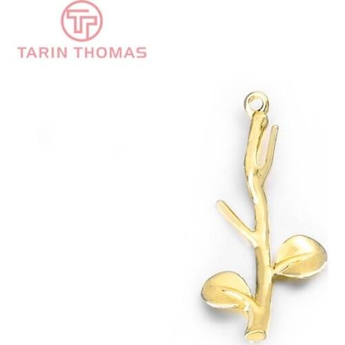 6PCS 11x25MM 24K Gold Color Brass Tree Branches Charms Pendants High Quality Diy Jewelry Findings Accessories