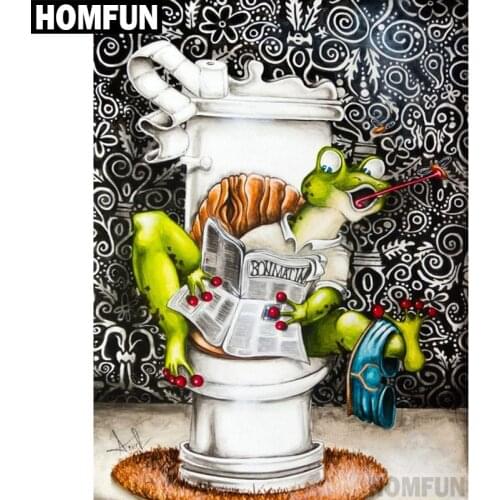 HOMFUN 5D Diamond "Frog toilet" Diamond Embroidery Full Round/ Square Diy Diamond Painting Cross Stitch Home Decor A00602
