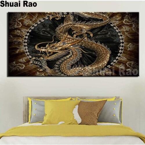 Large size diamond mosaic dragon full square diamond embroidery icon 5d diy diamond painting 100% round drill 2020 Best gift