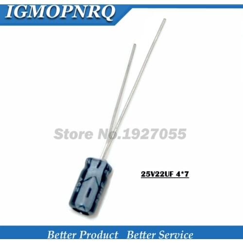 50PCS 25V22UF 4*7mm 22UF 25V 4*7 Aluminum electrolytic capacitor new