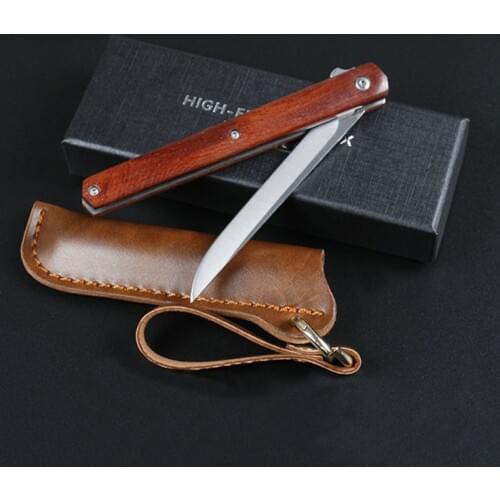 Free shipping new design of a sharp Knife Folding Knife High hardness 60HRC Survival Pocket Knife wood Handle