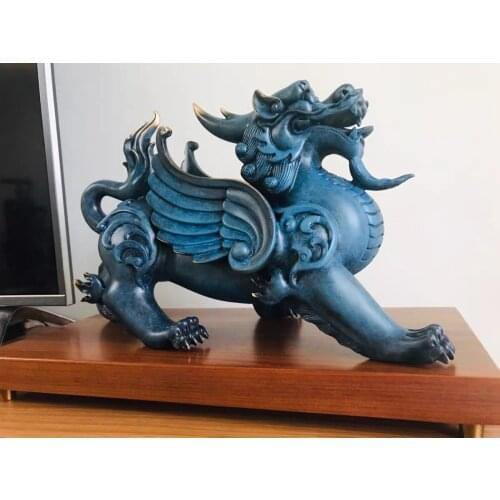 Large 2021 Home store Company SHOP mascot talisman Bring wealth money GOOD LUCK Dragon PI XIU BRONZE Sculpture FENG SHUI Statue