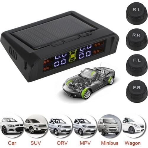 LEEPEE HD Digital TPMS Car Tire Pressure Monitor System LCD Display USB Solar Charging Auto Alarm With Sensors Car Accessories