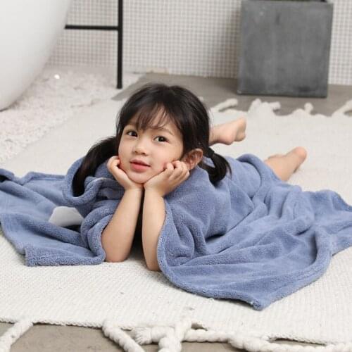 Cartoon Kids Baby Soft Coral Velvet Bath Towel Absorb Water Quick Dry Hooded Home Beach Towels Children Air Condition Blanket