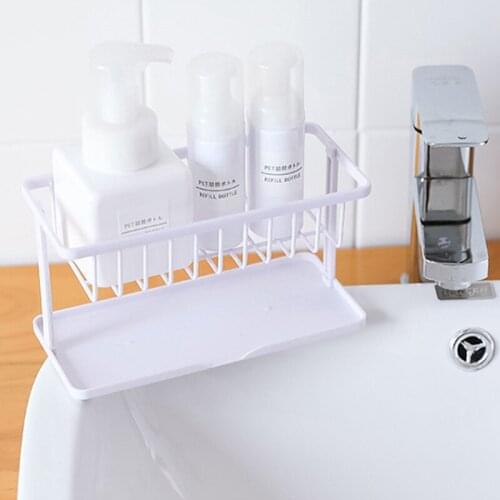 Home Kitchen Storage Rack Double Layer Drain Shelf Holder Detachable Bathroom Soap Sponge Storage Organizer Accessories