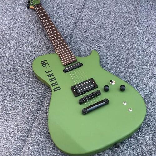High-quality 6-string electric guitar, military green matte paint, maple neck, basswood body, package freight